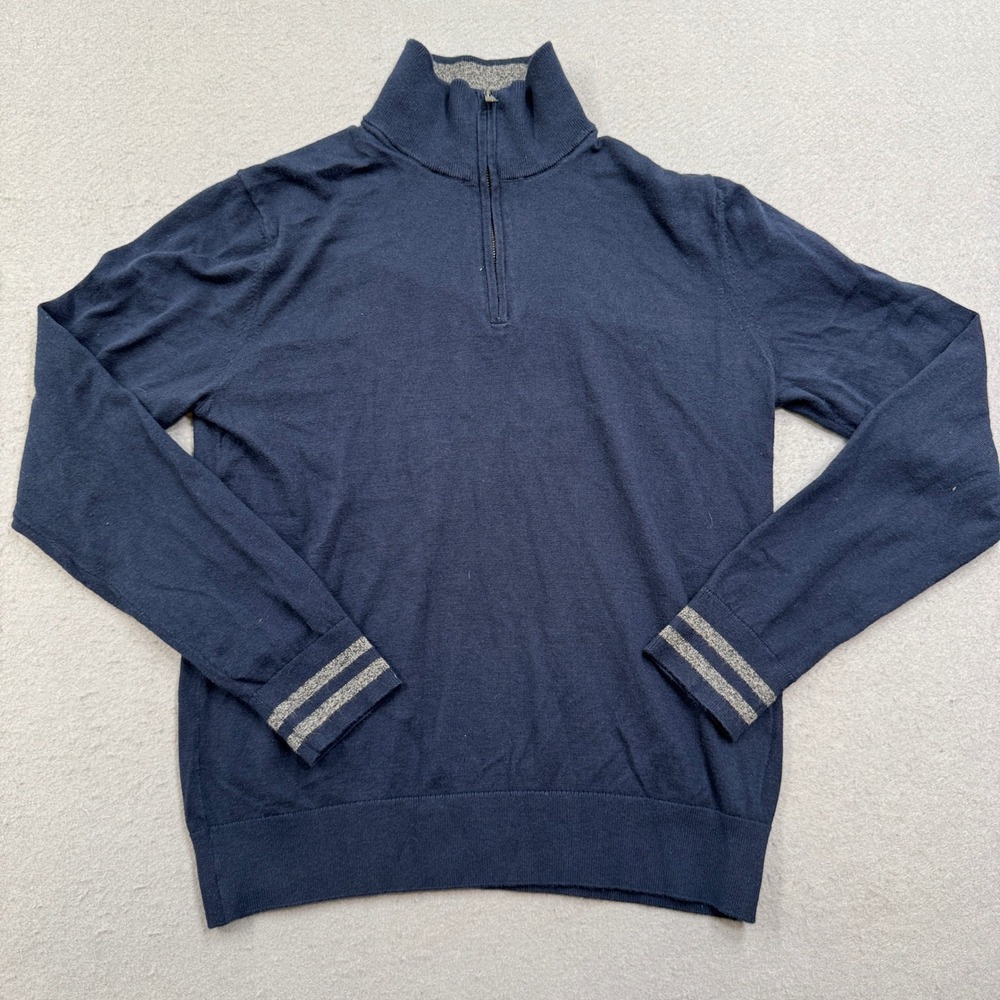Banana Republic Cashmere Sweater Men's Small Navy Blue Quarter Zip Yacht